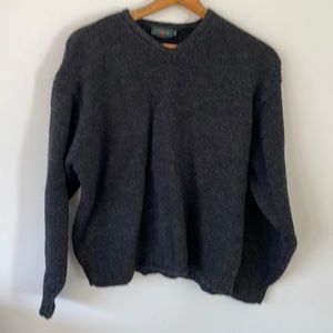 Vintage J. Crew oversized chunky wool v-neck sweater from the late 80s-early 90s